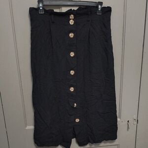 Sophisticated Black Button-Front Pencil Skirt